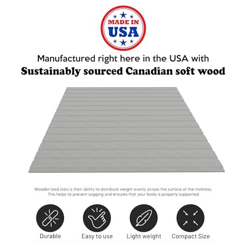 0.75-Inch Standard Mattress Support Wooden Bunkie Board/Slats with Cover, Full, Grey