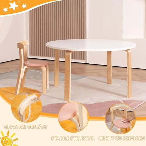 Swegrow Wooden Kids Chair, Toddler Chair for Table, Kids Stackable Chairs, Kid Wooden Furniture for Family/Playroom/Classroom（Set of 2-Color）
