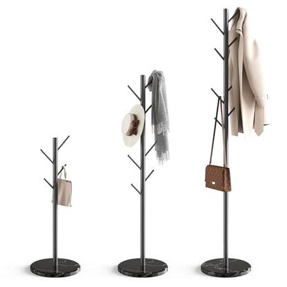 Coat Rack with Natural Marble Base, 3 Adjustable Height Coat Tree, view 2