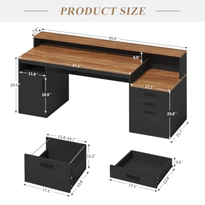 Computer Desk with 3 Drawers & Storage Shelves, view 3