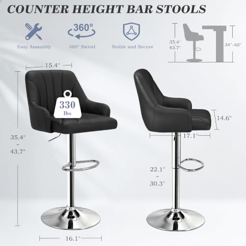 Bar Stools Set of 2, Adjustable Barstools, view 3