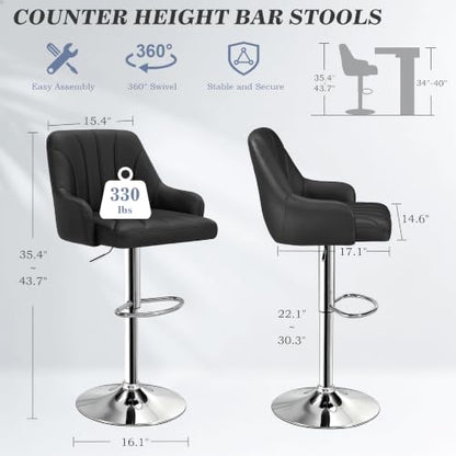 Bar Stools Set of 2, Adjustable Barstools, view 3
