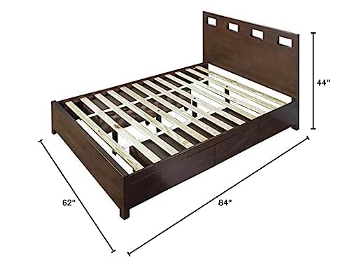 Solid Wood 2-Side Storage Bed, Queen, Riva - Chocolate Brown