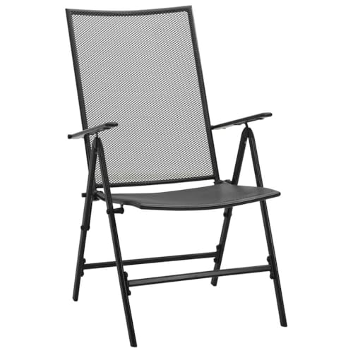 Modern Anthracite Garden Dining Set for Patio, Folding 7-Piece Outdoor Furniture with Steel Frame & Tempered Glass Tabletop, UV Resistant for Backyard Gatherings