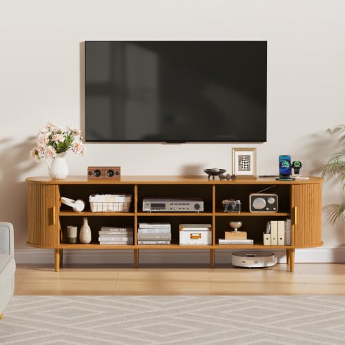 70.8 Inch Mid Century Modern TV Stand with Power Outlet for TVs up to 80 Inch, view 5