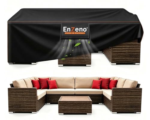 Patio Furniture Set Cover,Outdoor Sectional Sofa Couch Set Covers Waterproof,Garden Dining Table Chair Set Cover Outside Rectangular Heavy Duty Weatherproof 110" L x 82" W x 28" H Black