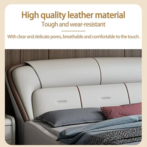 Modern Leather Bed with Soft Headboard, Nightstand, view 6