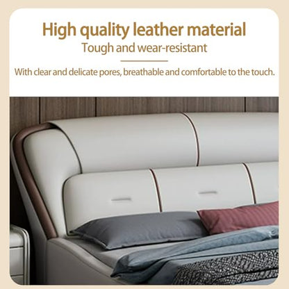 Modern Leather Bed with Soft Headboard, Nightstand, view 6