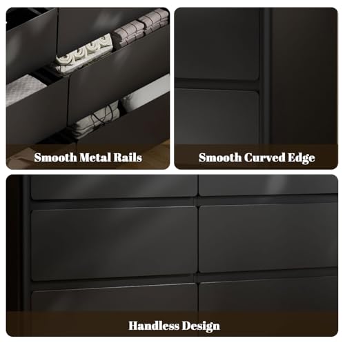 9 Drawer Dresser for Bedroom, 63" Long Black Chest of Drawers w/LED Lights, view 7