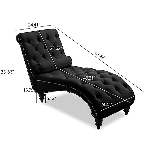 Chaise Lounge Chair Indoor, Button-Tufted Bedroom Lounge Chair, view 3