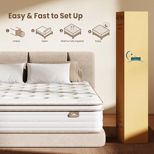 Twin Mattress 12 Inch Hybrid Mattress in a Box with Memory Foam and Individual, view 4