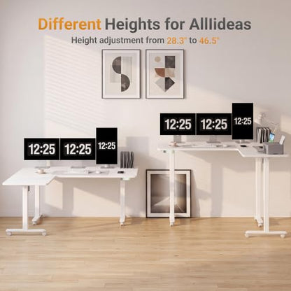63''*55'' L Shaped Standing Desk Adjustable Height, White, view 6
