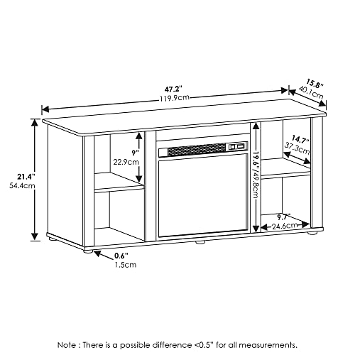 Jensen Fireplace Entertainment Center TV Stand with Open Storage for TV up to 55 Inch, French Oak Grey