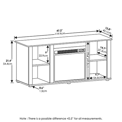 Jensen Fireplace Entertainment Center TV Stand with Open Storage for TV up to 55 Inch, French Oak Grey
