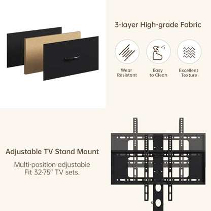Black TV Stand with Mount for 32/45/55/60/65/75 inch TVs, view 7