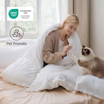 Prewashed Duvet Cover Queen, Cotton-Like Soft Bedding Set, White, view 6