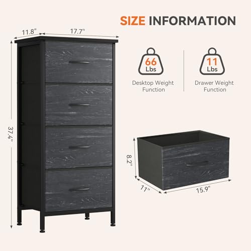 Dresser for Bedroom, 4 Drawer Storage Cabinet, Tall Nightstand, view 4