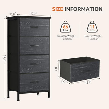 Dresser for Bedroom, 4 Drawer Storage Cabinet, Tall Nightstand, view 4
