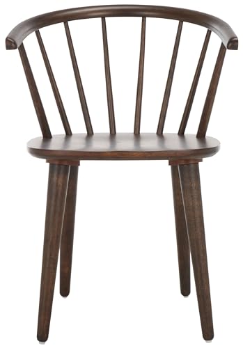SAFAVIEH Furniture - Blanchard Side Chair Set of 2 - Dark Walnut - Solid Wood - Farmhouse Spindle Design - Ideal for Dining Room, Kitchen, Living Room, 17.9" Seat Height (AMH8512N-SET2)