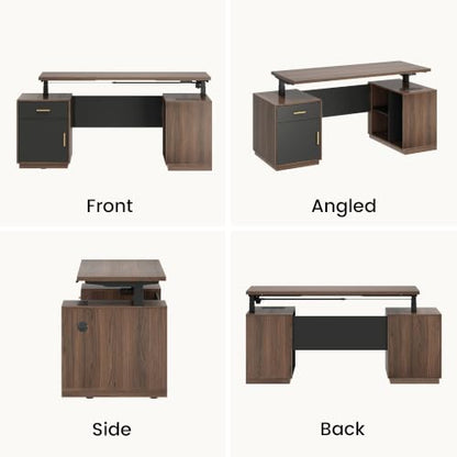 59" Electric Executive Standing Desk with Drawer & CPU Storage, view 8