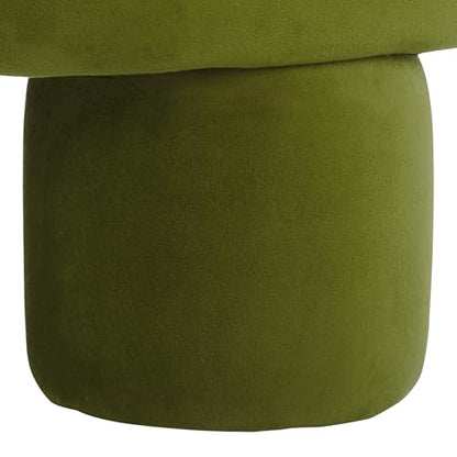 SAFAVIEH Home Collection Naref Olive Green Velvet Round Ottoman