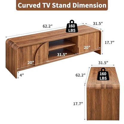 63'' Walnut TV Stand with Big Arched Handle, view 4