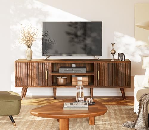 TV Stand for 55 Inch TV, Entertainment Center with Adjustable Shelf, 2 Cabinets, view 3
