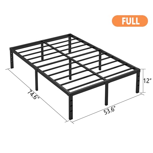 12 Inch Full Bed Frame, Under Bed Storage, Black, view 4