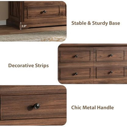 Farmhouse 6 Drawer Dresser for Bedroom, view 6