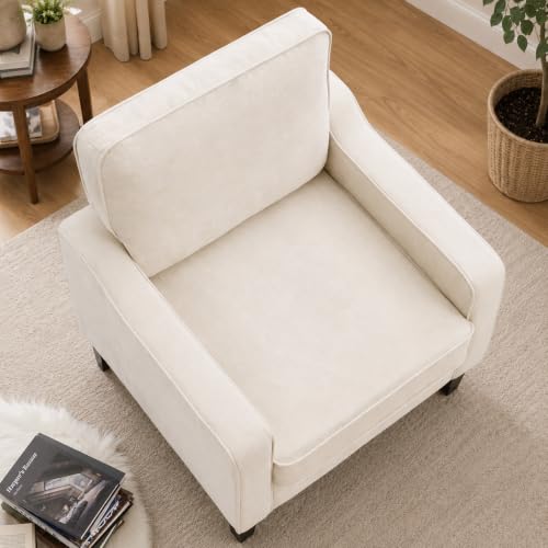 Mid-Century Accent Chair, Beige Armchair Living Room Chairs, view 6