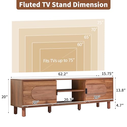 Walnut 63inch Sliding TV Stand for Televisions up to 70 Inches, view 3