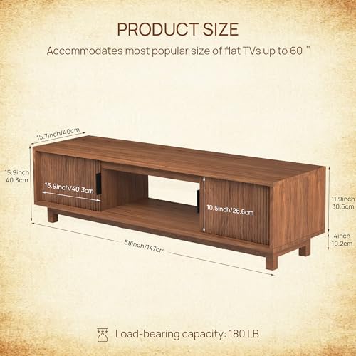 Fluted TV Stand, Mid Century Modern TV Stands for Living Room, view 3