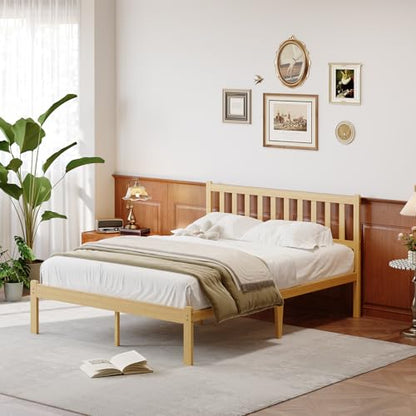 14 Inch Bamboo Wood Full Platform Bed Frame with Headboard, view 2