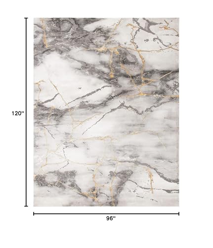 SAFAVIEH Area Rug 8x10 - Craft Collection - Large - Grey & Gold, Modern Abstract Design, Non-Shedding & Easy Cleaning, Ideal for Living Room, Bedroom, Office, Dining Space (CFT877F)