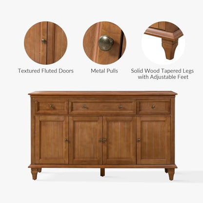 58" Sideboard Buffet Cabinet with Storage & Drawers, Acorn, view 6