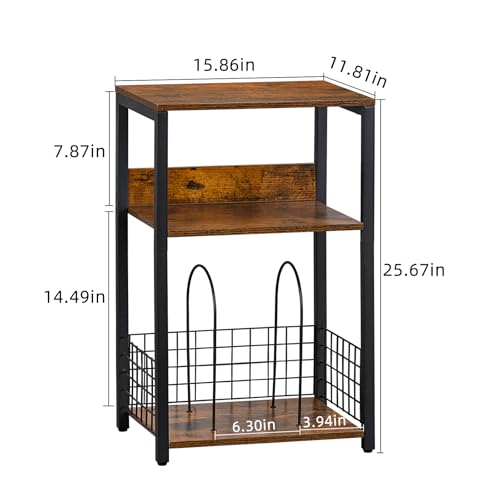 3 Tier End Table, Record Player Stand with Storage Up to 100 Albums, view 4