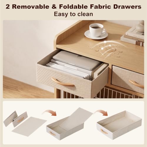 24.4inch Dog Crate Furniture for Small Dogs with 2 Drawers, view 3