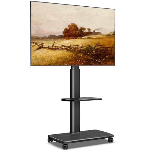 Rolling TV Stand, Mobile TV Cart on Wheels for 32-75 Inch Flat Screen, view 2