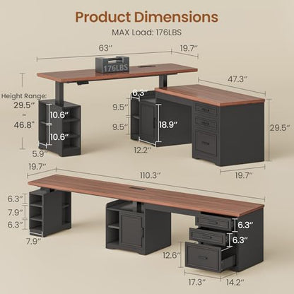 Farmhouse L Shaped Electric Standing Desk, view 3