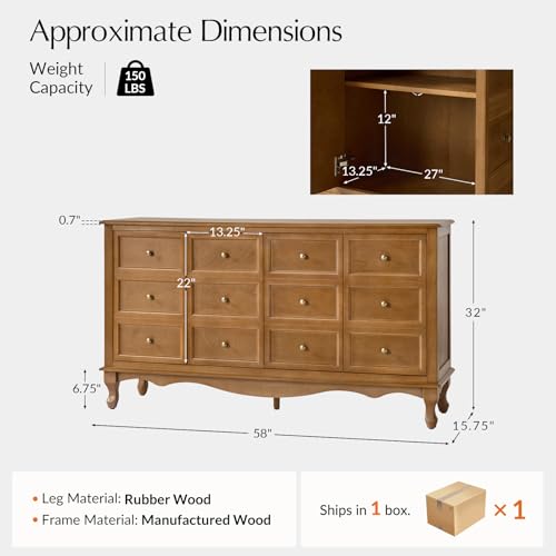 Transitional Solid Wood Sideboard with Adjustable Shelves, view 4