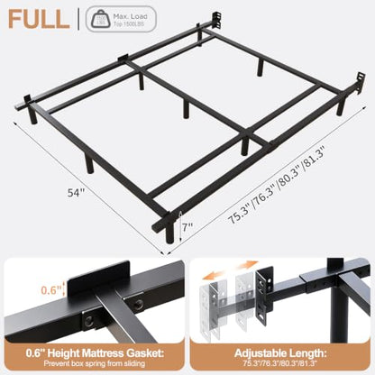 Full Size 7 Inch Low Profile Metal Platform Bed Frames, Adjustable Length, view 3
