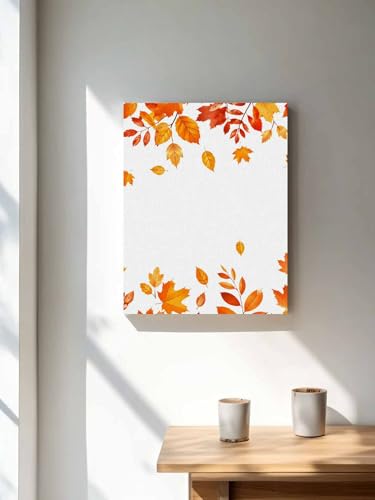 NuYeBiofx Thanksgiving Maple Leaf Canvas Wall Art Prints,48"x32" Framed Picture Artwork Autumn Orange Red Fallen Leaves Printed Canvas Oil Painting for Living Room Bedroom Office,Ready to Hang