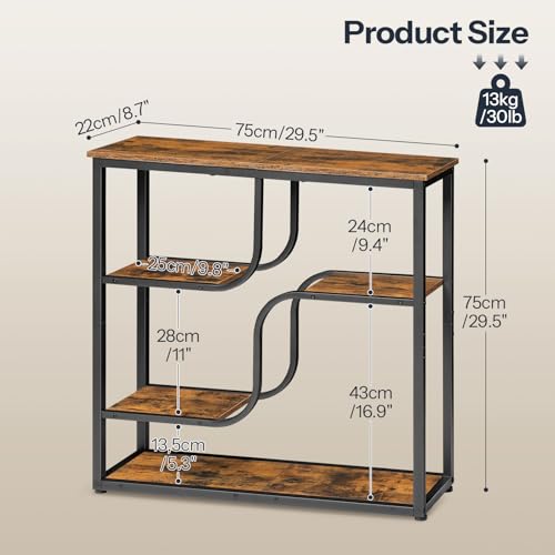 29.5" Console Table, 5-Tier Narrow Entryway Table, Behind Couch Table with Storage Shelves, Sofa Table for Hallway, Living Rooms, Entryway, Rustic Brown and Black BF69XG01