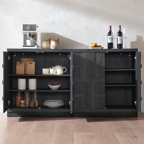 Sideboard Buffet Cabinet with Storage, 62.6”W,Charcoal Oak, view 7