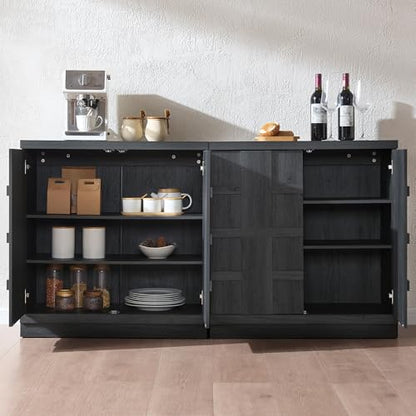 Sideboard Buffet Cabinet with Storage, 62.6”W,Charcoal Oak, view 7