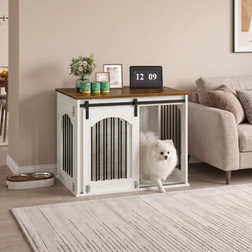 31.5" Dog Crate Furniture, Heavy Duty Dog Kennel with Barn Door, view 4