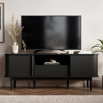 63" Modern TVs Stand with Storage, Black, view 4