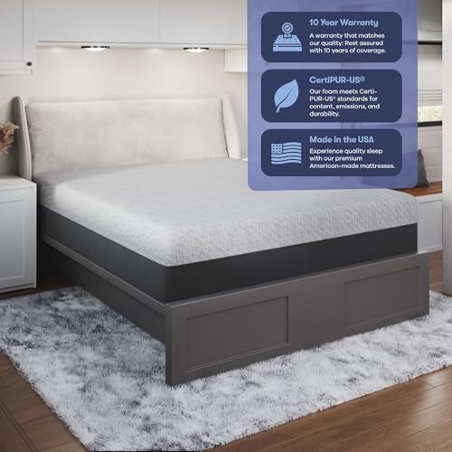 8 Inch RV Short Queen Mattress, Made in The USA, CertiPUR-US®, Oeko-Tex®, and Fiberglass-Free™ Certified Cooling Memory Foam Camper Bed - Firm