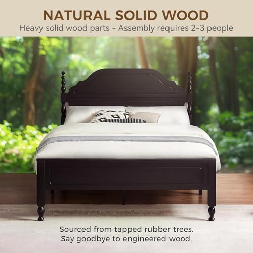Wood Queen Size Bed Frame with Wooden 50" Tall Headboard, view 4