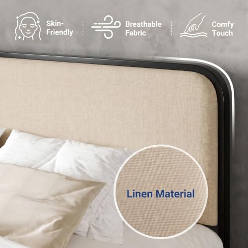 Queen Metal Bed Frame in Beige, view 5